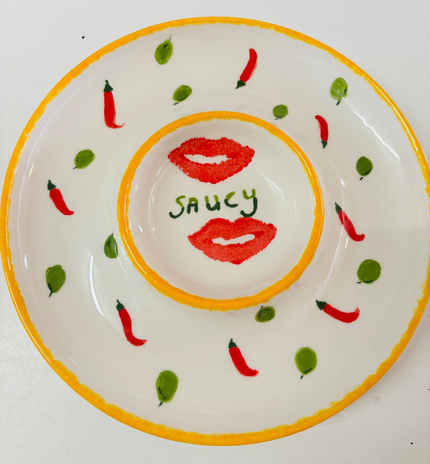 Dinnerware - Single portion chip 'n' dip plate
